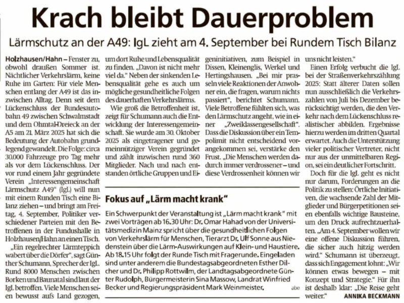 HNA-Bericht zu unserem zweiten Runden Tisch am Fr.04.09.2026